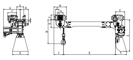 Low headroom air hoist